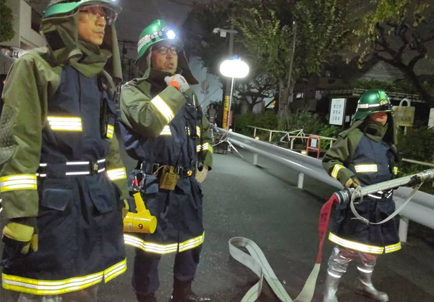 東京都大田区 矢口消防団 定期訓練 無線機交信訓練